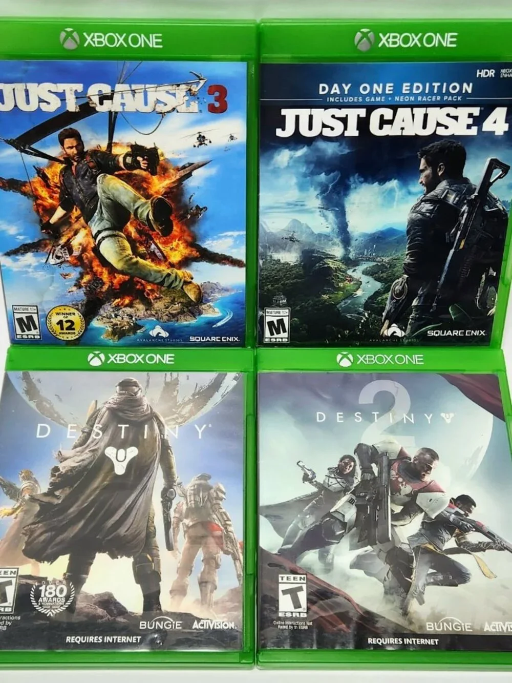 Just Cause 3 & 4 and Destiny 1 & 2 Microsoft Xbox One Video Game Bundle Lot of 4